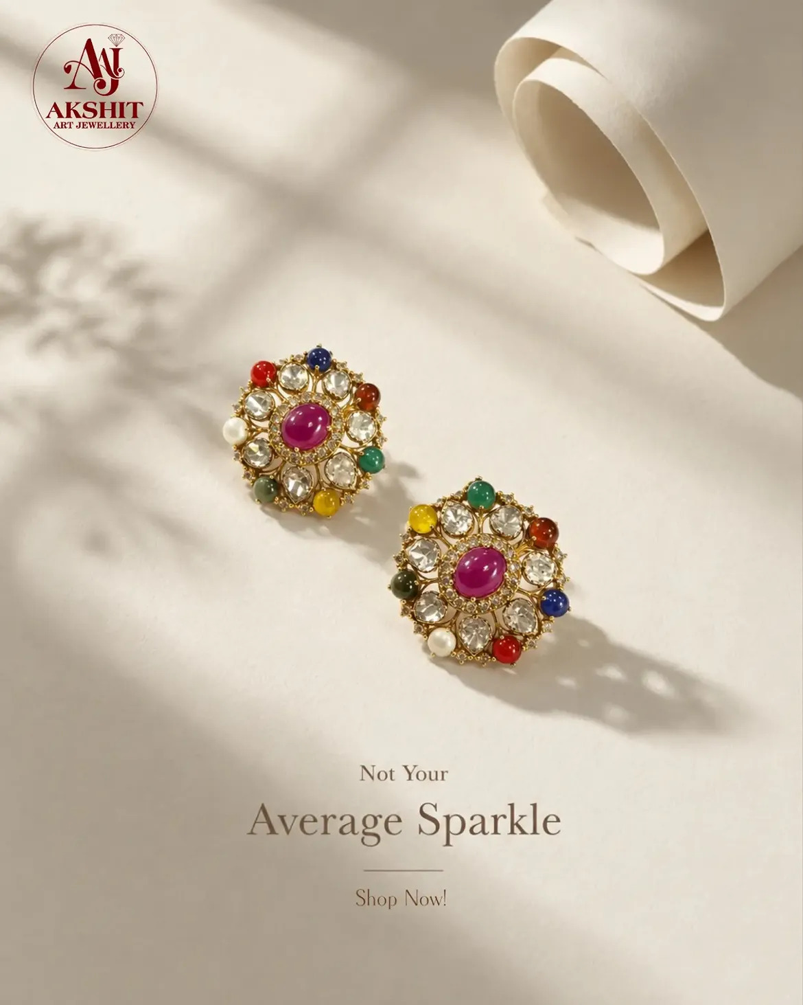 Navratna Floral Studs thumbnail 2